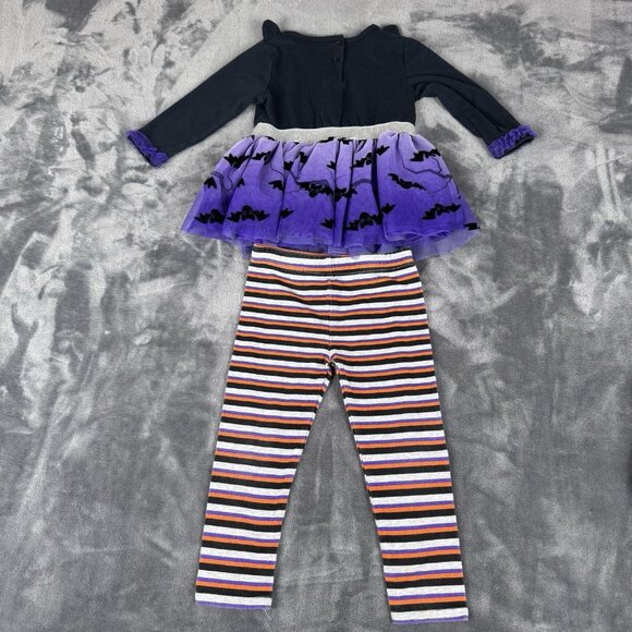 Little Lass Halloween Kitty Cat Bat Shirt W/tutu Pants 2 Piece Outfit 18 Months - Picture 5 of 6